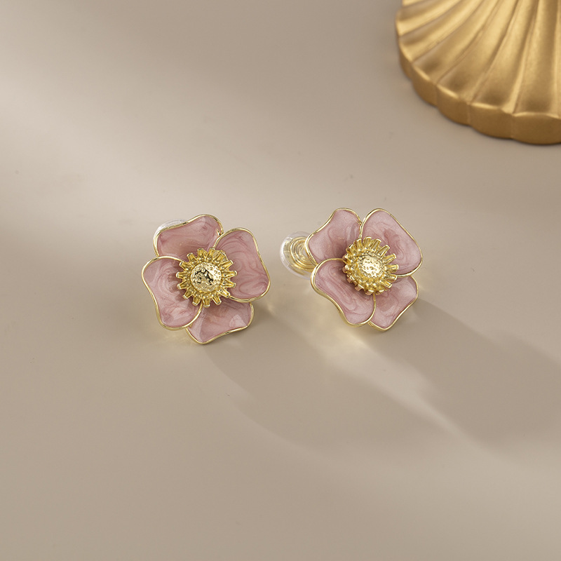 Sweet Drip Glazed Flower Earrings French Entry Lux Fashion High Sense