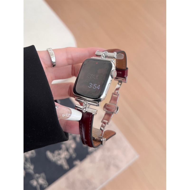 Diamond-embellished Leather Watch Strap 3
