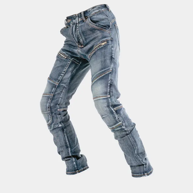 European And American Motorcycle Double Zipper Cycling Pants Four Seasons Slim Racing Anti-fall Jeans