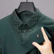 Middle aged Men's False Two Pieces Long Sleeve T shirt Sweater Green - Shop at LoveMi