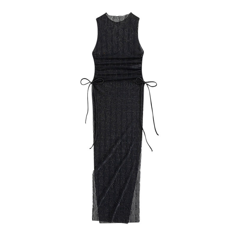 Women's One-piece High Slit Transparent Mesh Beach Dress
