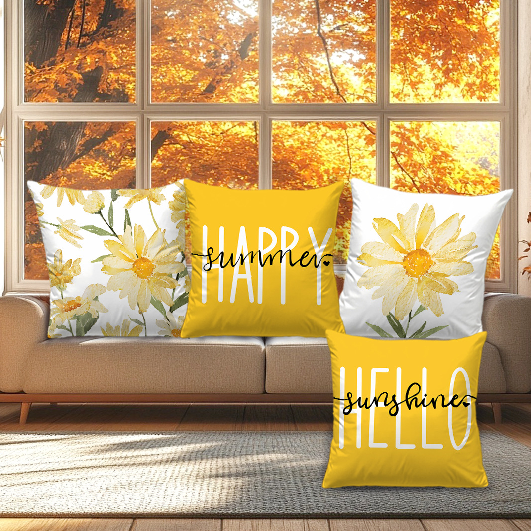 Chic Velvet Plant-Print Home Decor Throw Pillow Cover