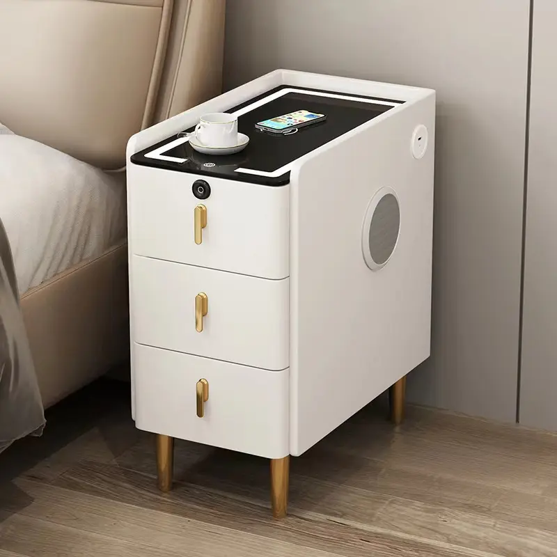 Ultra Narrow Small Smart Bedside Table Modern