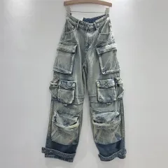 Workwear Paratrooper Casual Jeans Women's Fashion - Gradient Light Blue - View 1