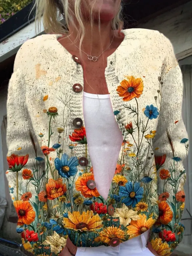 3D Digital Printing Cardigan Knitted Coat Women Hwje54Dfadc0 L - Shop at LoveMi