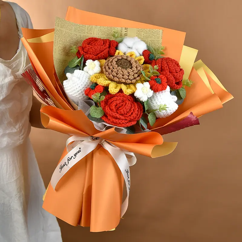 Knitted Large Bouquet Handmade Finished Flower