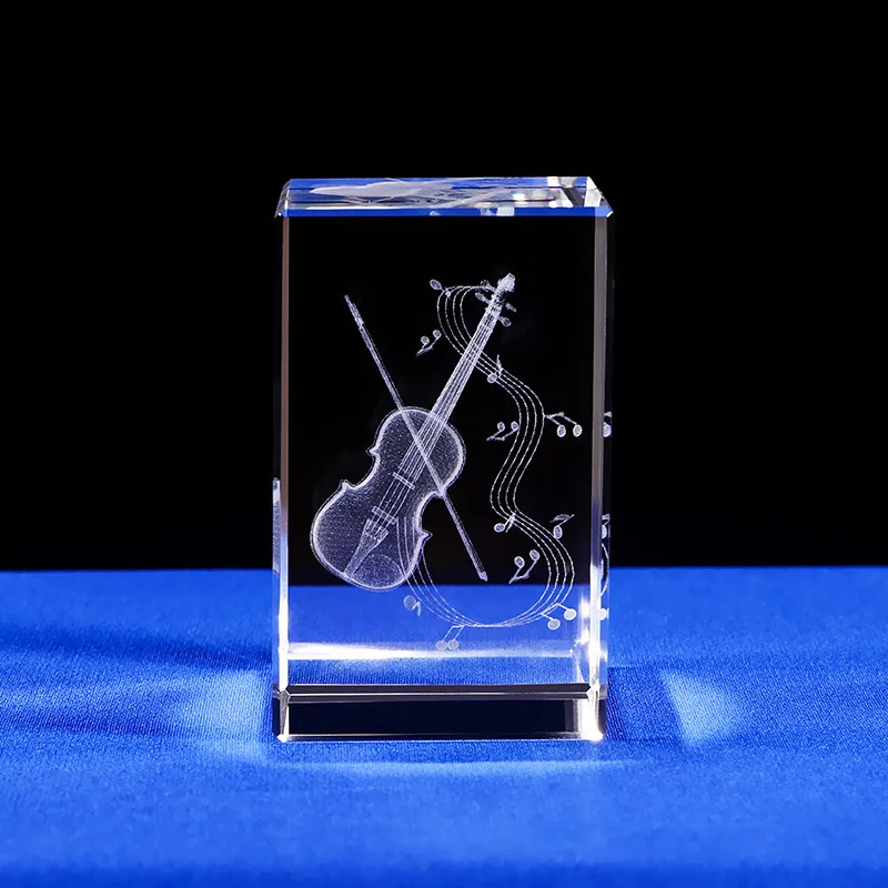 Interior Carving 3D Animal Series Crystal Statue Tourist Souvenir - Violin