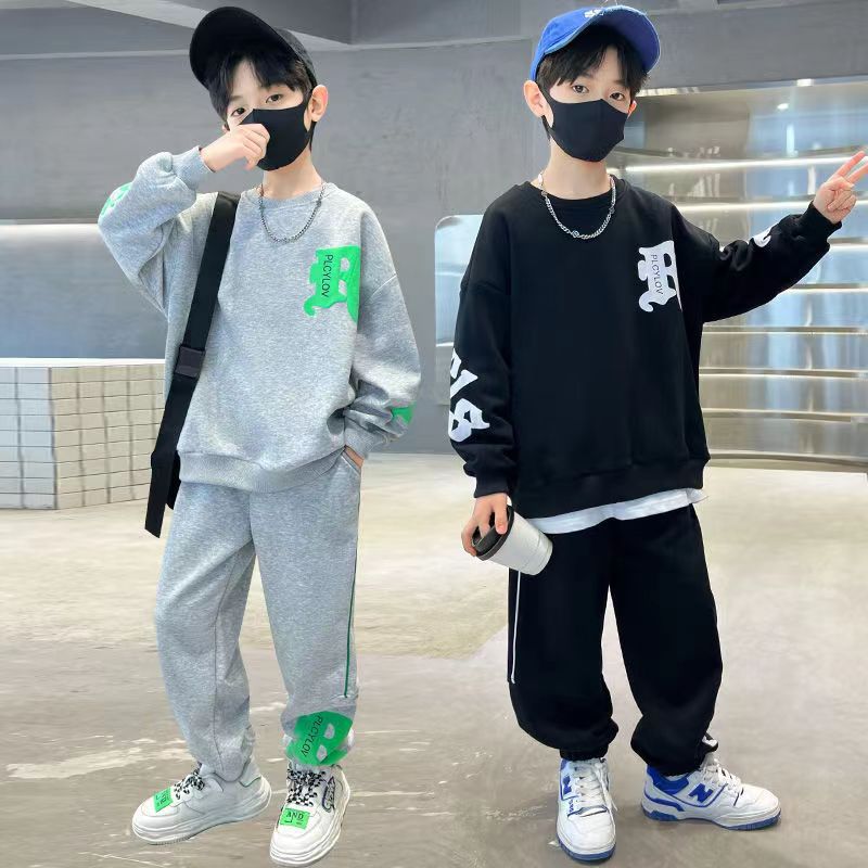 Suit Middle Boys' Clothes Sports Sweater Two-piece Set