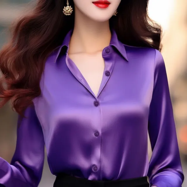 Fashionable And Chic French Women's Shirt Eggplant L - Shop at LoveMi