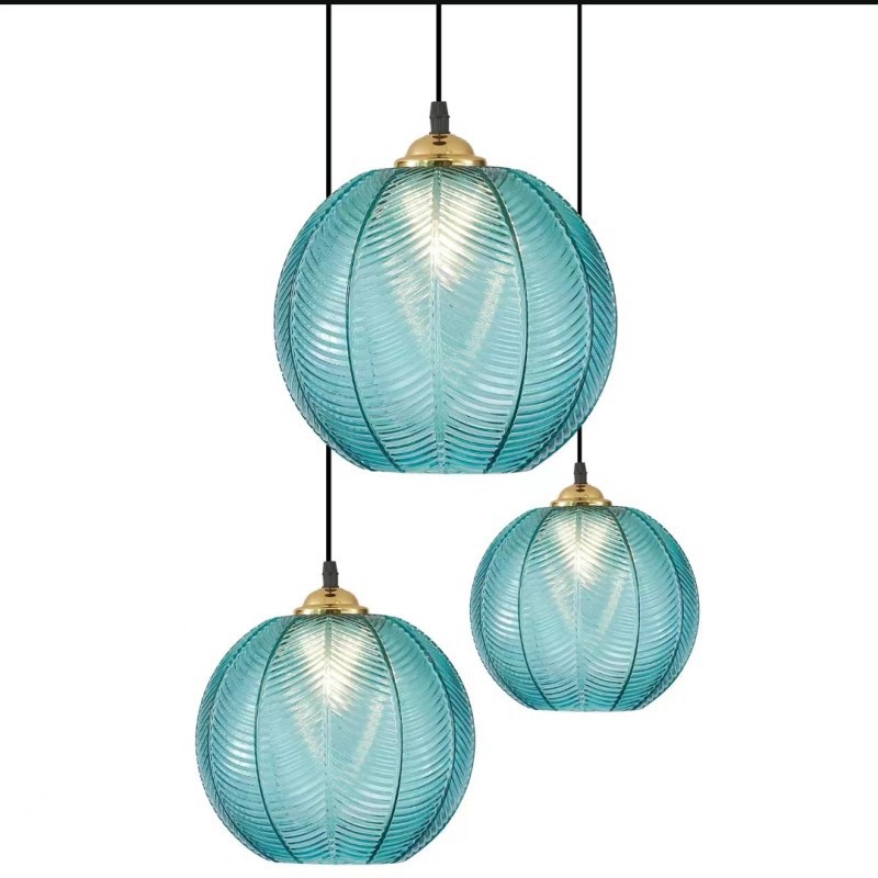 Creative Bedroom Light Leaf Pattern Glass Chandelier - Image 15
