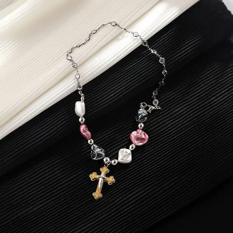 Niche Pearl Cross Necklace Ornament
