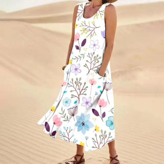 Landscape Floral Maxi Dress Slim Fit Casual Skirt 14Style - Shop at LoveMi