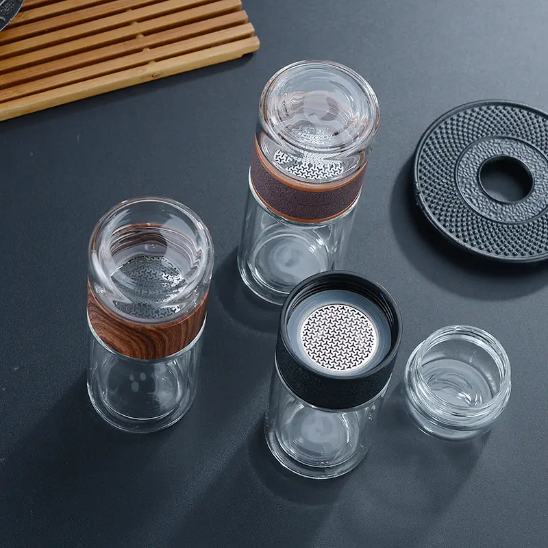 Tea And Water Separation Double Layer Glass Cup