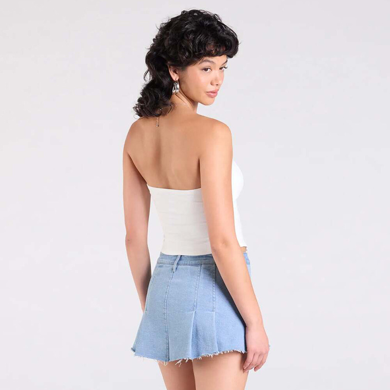 European And American Solid Color Bow Hollow Sexy Tube Top