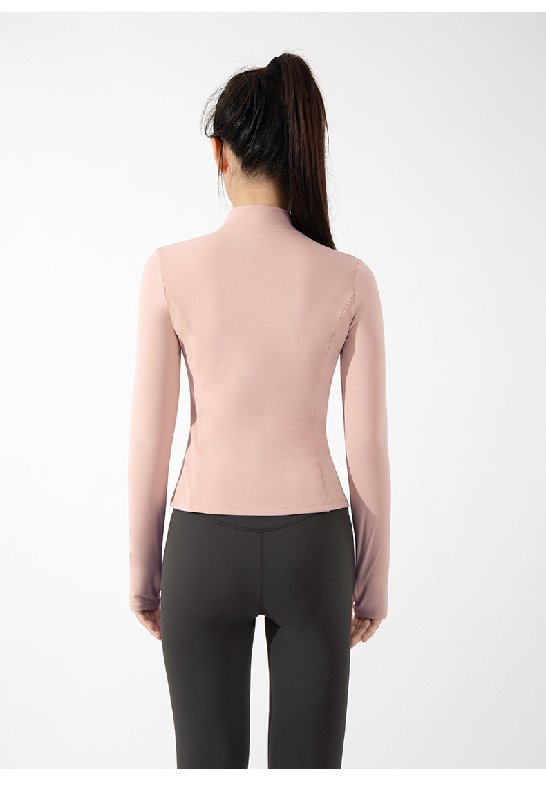 New Yoga Wear Women's Fleece-lined Stand Collar Outdoor Thin Exercise Workout Top