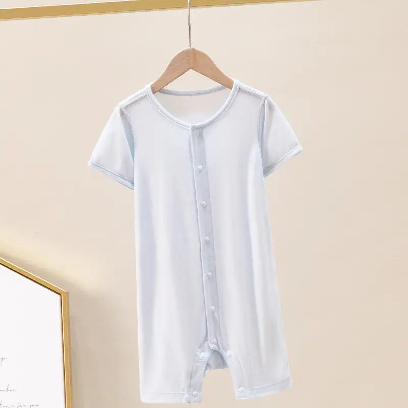 Bamboo Fiber Clothes For Babies Thin Baby Short Sleeve Jumpsuit