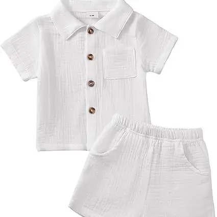 Baby Boy Cotton-Linen Solid Color Textured Fabric