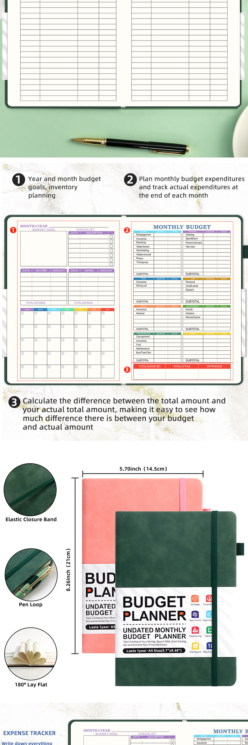 A5 Monthly Cash Budget Planner & Weekly Planner Notebook – Finance Budget Organizer for Expense Tracking - Image 7