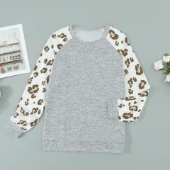 Women's Polyester Leopard Print Sweater - Gray - View 1