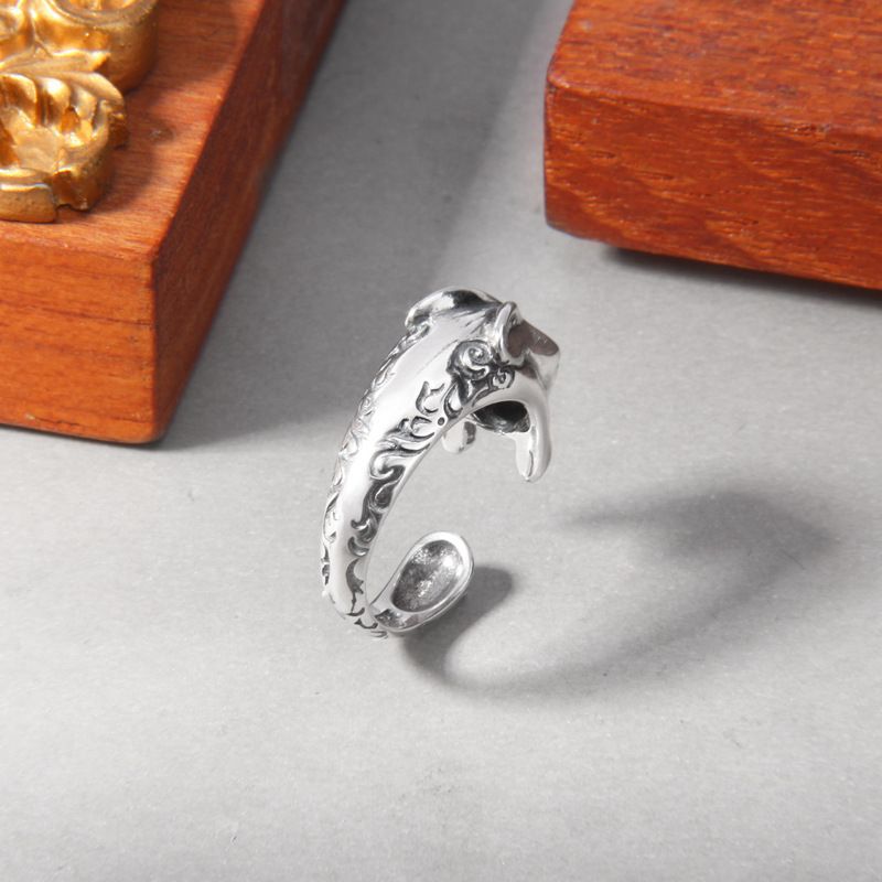 Womens Trendy Personalized Vintage Style Distressed Niche Design Ring