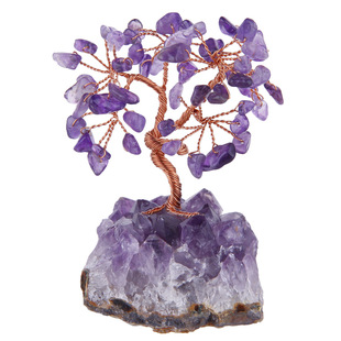 Natural Amethyst Ore Irregular Base Weeping Willow Crystal Desktop Decoration