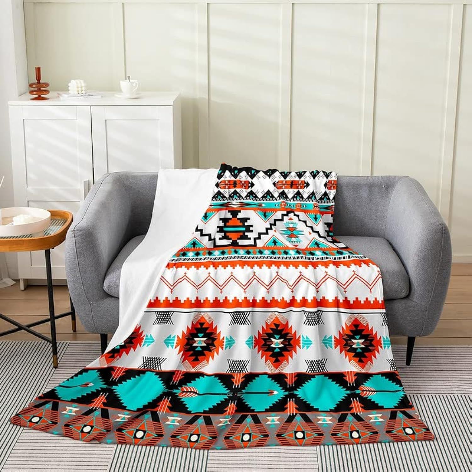 Bohemian-style Flannel Blanket For Cozy Bedding