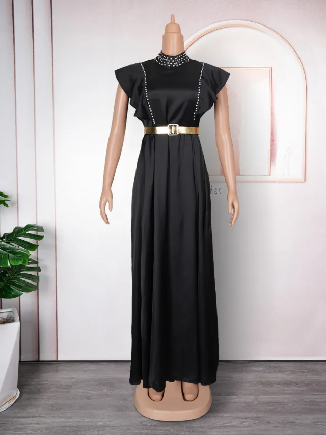 Banquet Evening Fashionable Elegant Style Rhinestone High Waist Dress Black - Shop at LoveMi