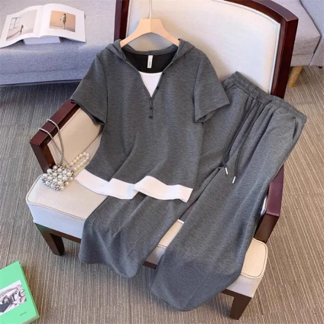 Stylish Comfortable Casual Short sleeve Two piece Set Gray - Shop at LoveMi