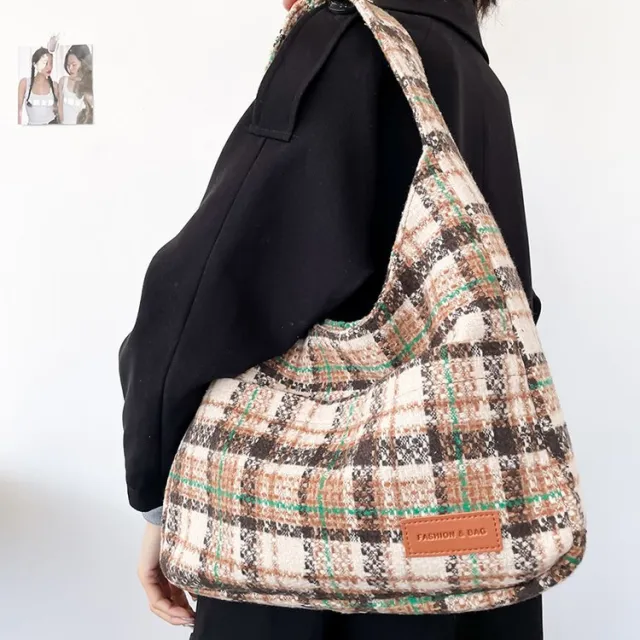 New Plaid Retro Large Capacity Bag For Women Green - Shop at LoveMi