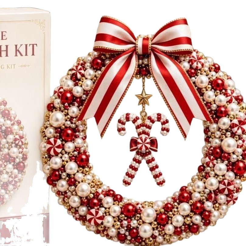 Christmas handmade beaded garland (christmas wreath)