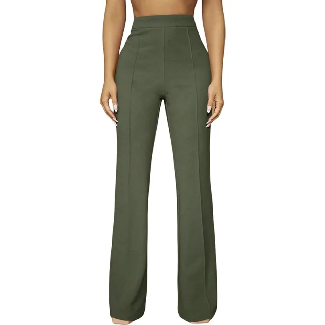 High Waist All matching Fashion Business Commute Fall Women's Clothing Casual Business Pants Trousers Army Green - Shop at LoveMi