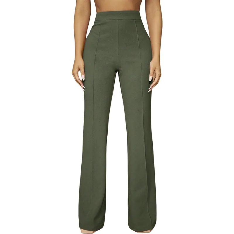 High Waist All-matching Fashion Business Commute Fall Women's Clothing Casual Business Pants Trousers - Army Green