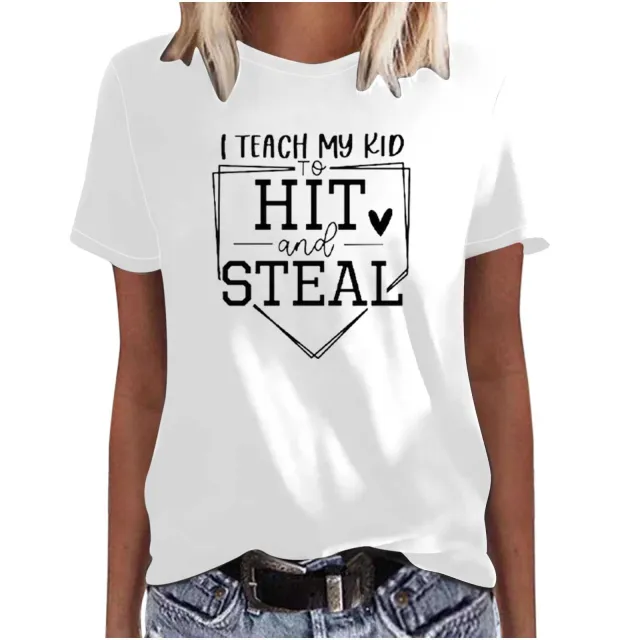 Mother's Day Baseball Women's Various Styles Loose fitting Pullover Round neck Short sleeved T shirt 47443 Xxl - Shop at LoveMi