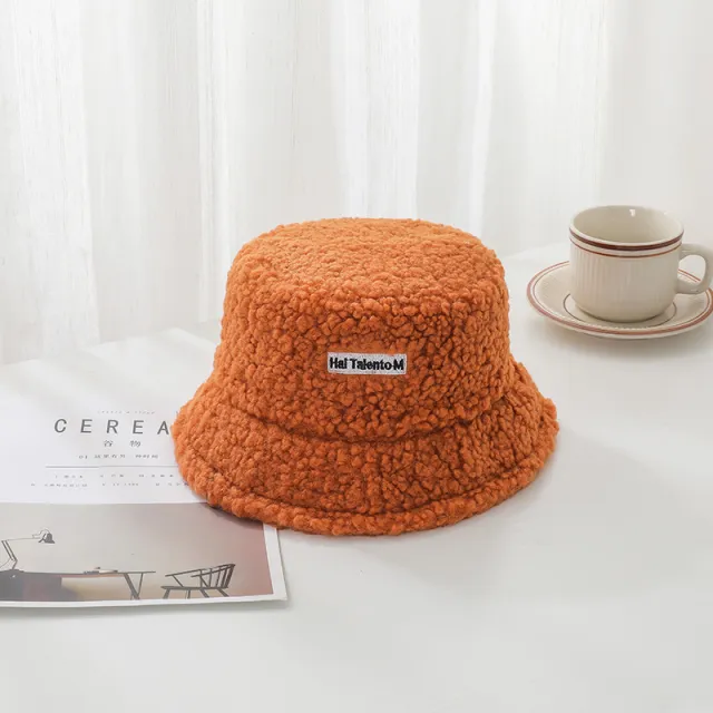 Lamb Wool Embroidery Letters Fisherman Hat Embroidered Orange - Shop at LoveMi