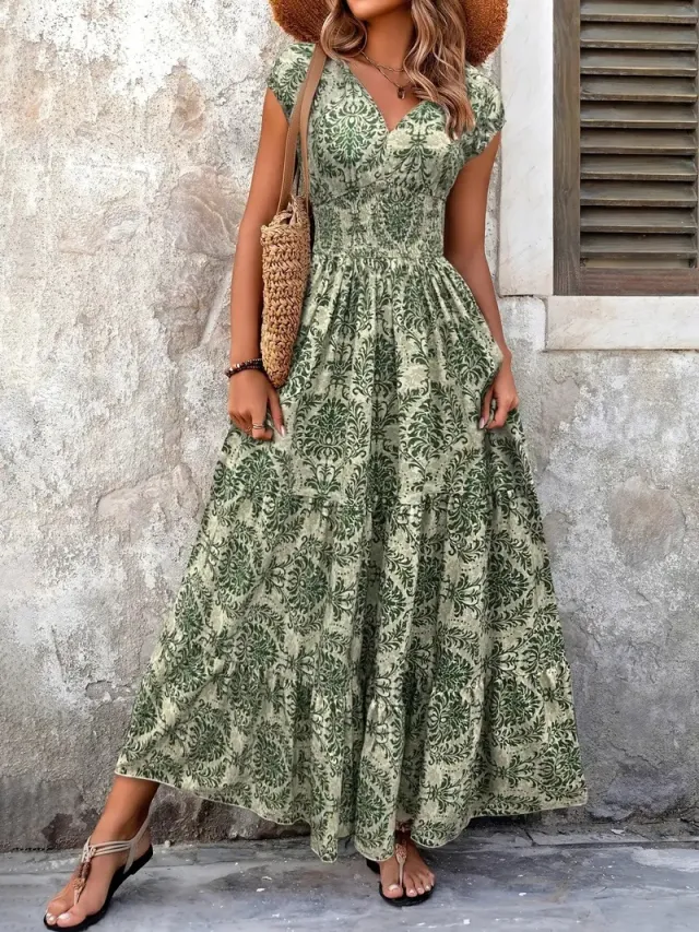 V neck Long Sleeve Big Hem Dress Color - Shop at LoveMi