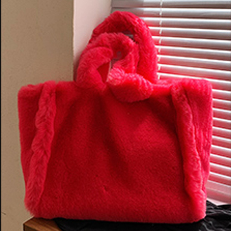 Winter Women's Fashion Large Capacity Plush Hand carrying Bag Rose - Shop at LoveMi