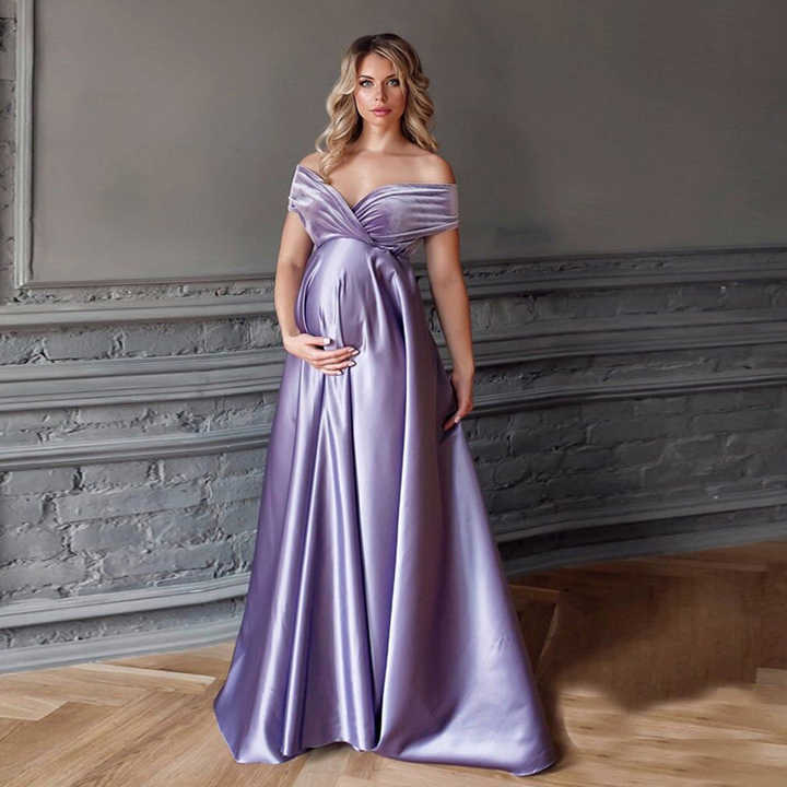 Off-the-shoulder High-waisted Figure-flattering Floor-length Patchwork Evening Gown