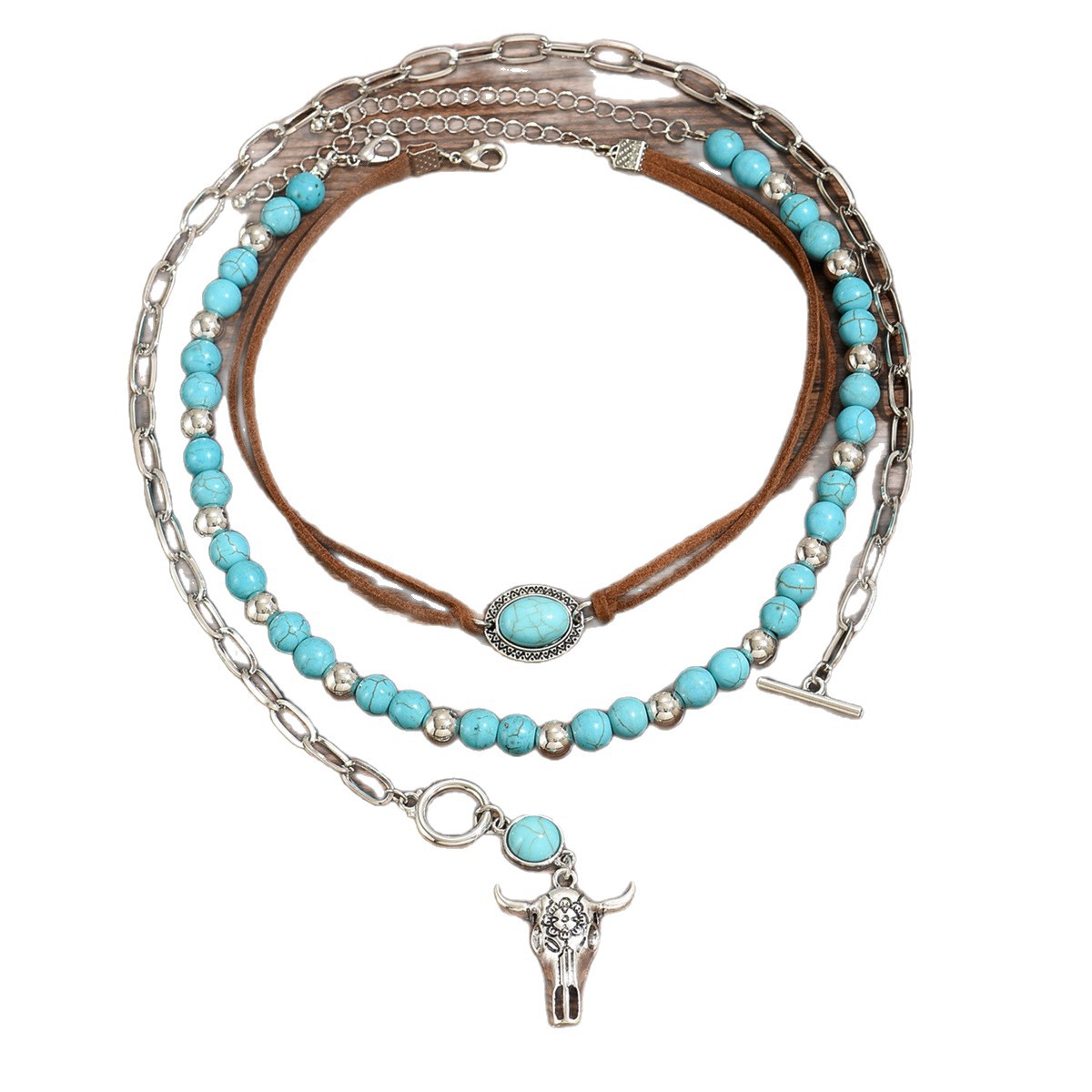 Western Cowboy-Style Turquoise Necklace Set