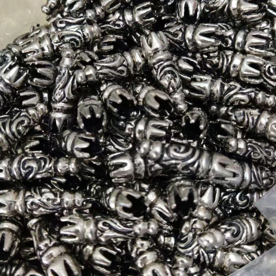 Tibetan Ancient Silver Inlaid Black Alloy Cord-Tip Vajra