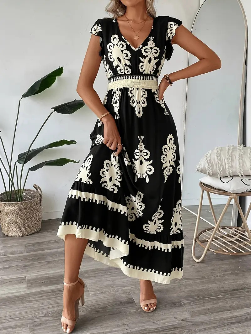Female Beach Printed Large Swing Dress