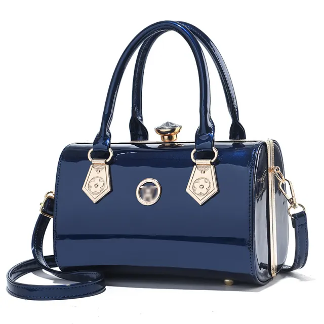 New Fashion Bright Leather Portable Large Capacity Women's One Shoulder Crossbody Bag Blue - Shop at LoveMi