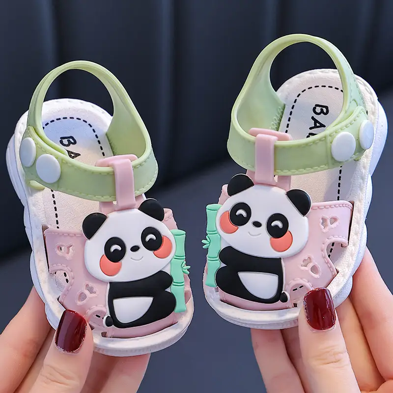 Children's Sandals Cartoon Toddler Closed Toe Hole Shoes Boys Baby Indoor Non-slip Soft Bottom