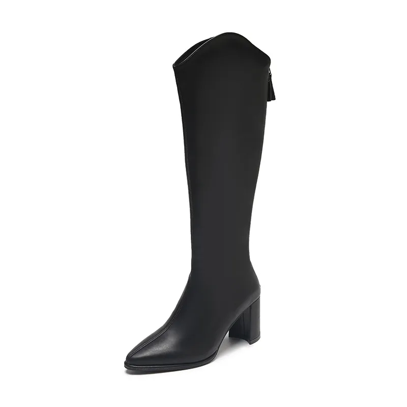 Fashion Personality Pointed Toe Long Boots Women - Black