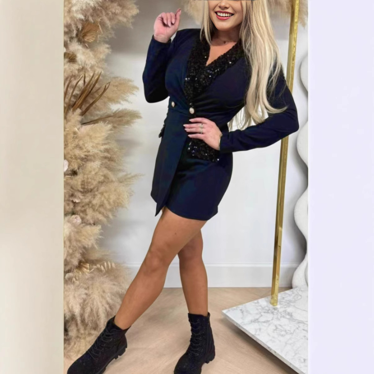 High-end Style Women's Spliced Sequin Jumpsuit Skirt - Image 2