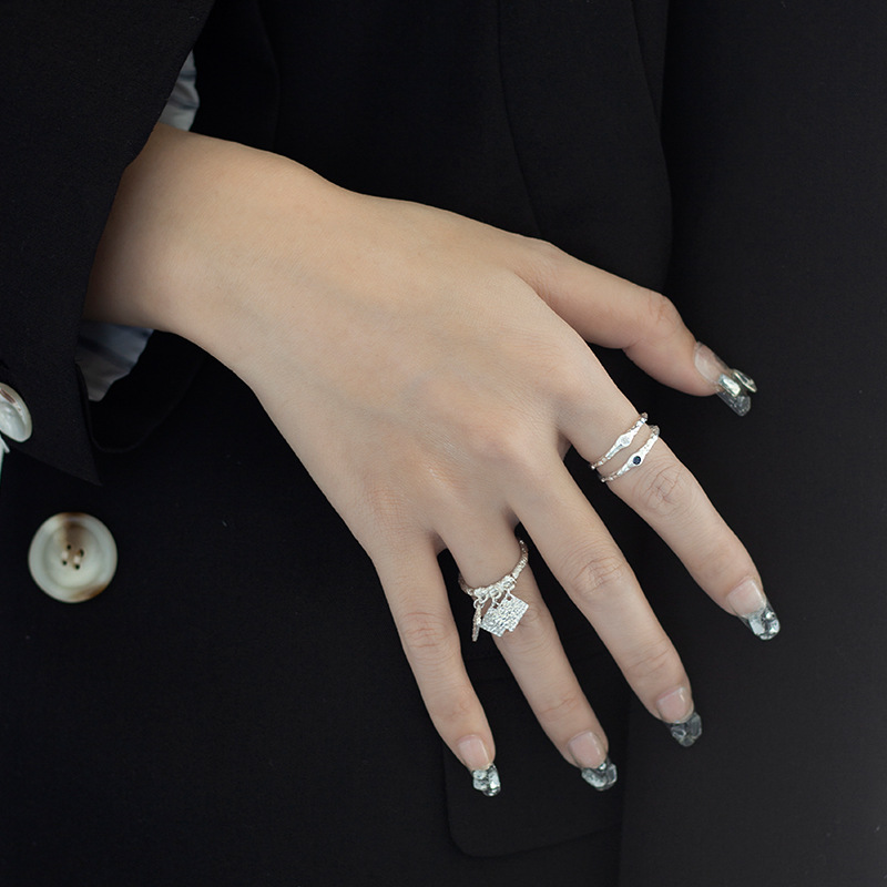 Textured Square Plate Ring For Women