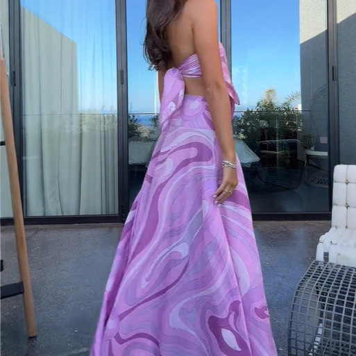 European And American Vacation Style Suit Tube Top Two-piece Long Dress