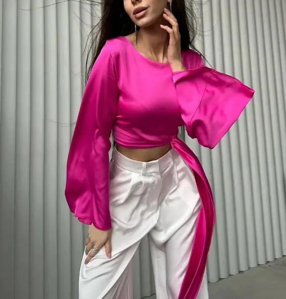 Butyl Acetate Bandage Design Fashion Women's Wear Top Rose Red - Shop at LoveMi