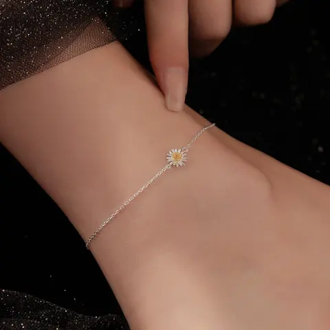 S925 Silver Mori Style Anklet Female Pastoral Thin Chain