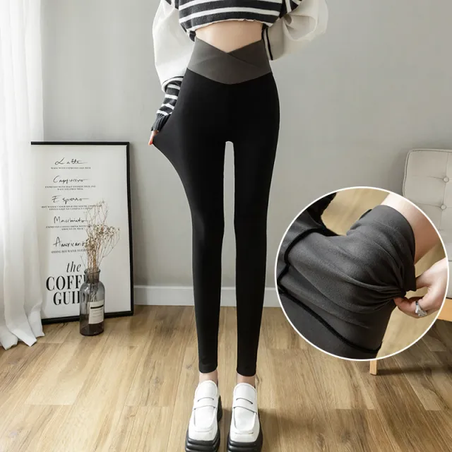 Cross Waist Leggings Women's High Waist Outerwear Black - Shop at LoveMi