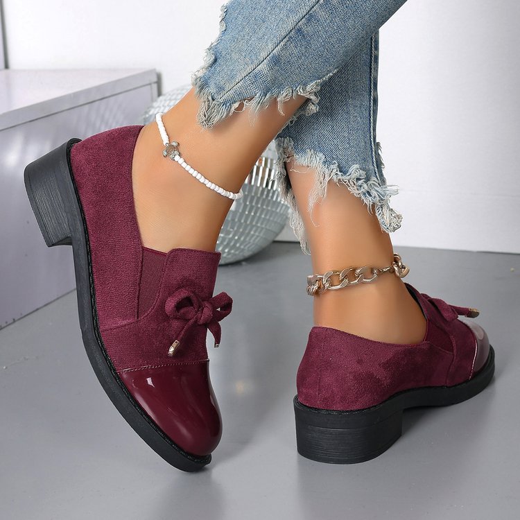 Women's Bowknot Chunky Heel One Pedal Loafer